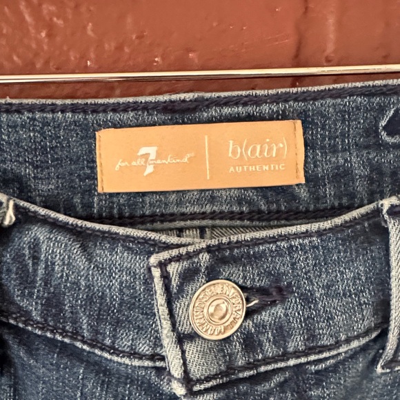 7 for all mankind B(air) Authentic Blue and Silver Glitter Ankle Jeans - Picture 2 of 8